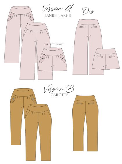 schéma technique patron pantalon neptune sewing soon