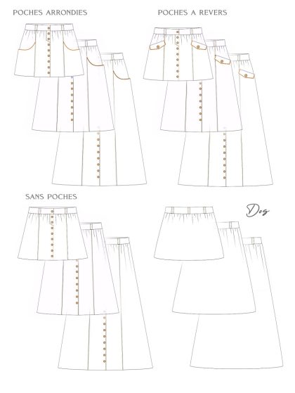 Patron de couture jupe naïa sewing soon schema technique