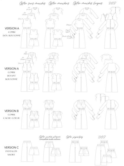 dessin technique patron couture combinaison Millenium sewing soon