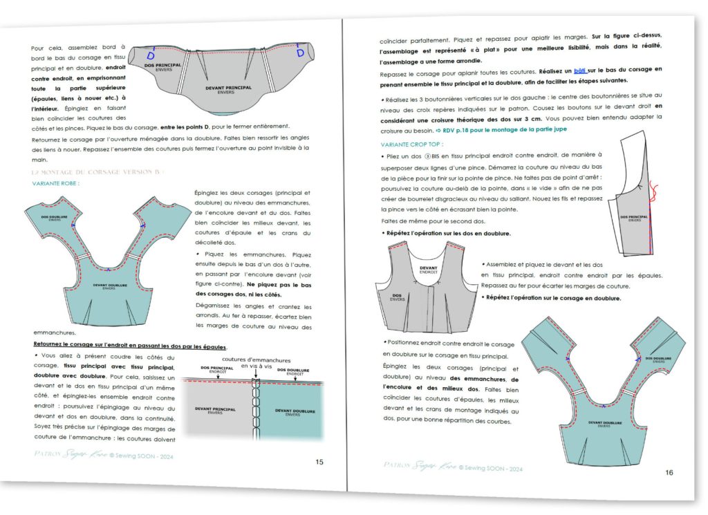 Patron de couture Sugar Kane Sewing Soon instructions de montage